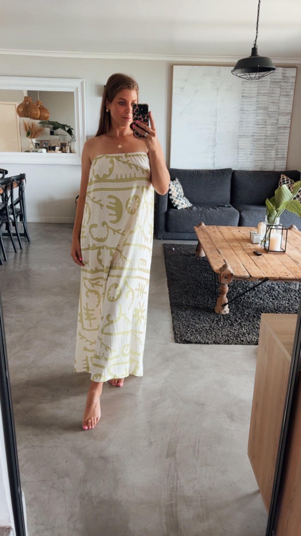 STRAPLESS LINEN DRESS - LIME