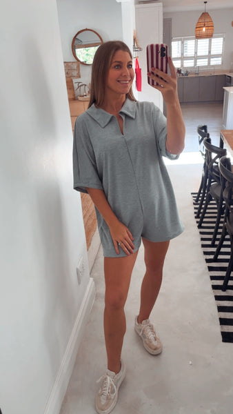 GREY WAFFLE PLAYSUIT