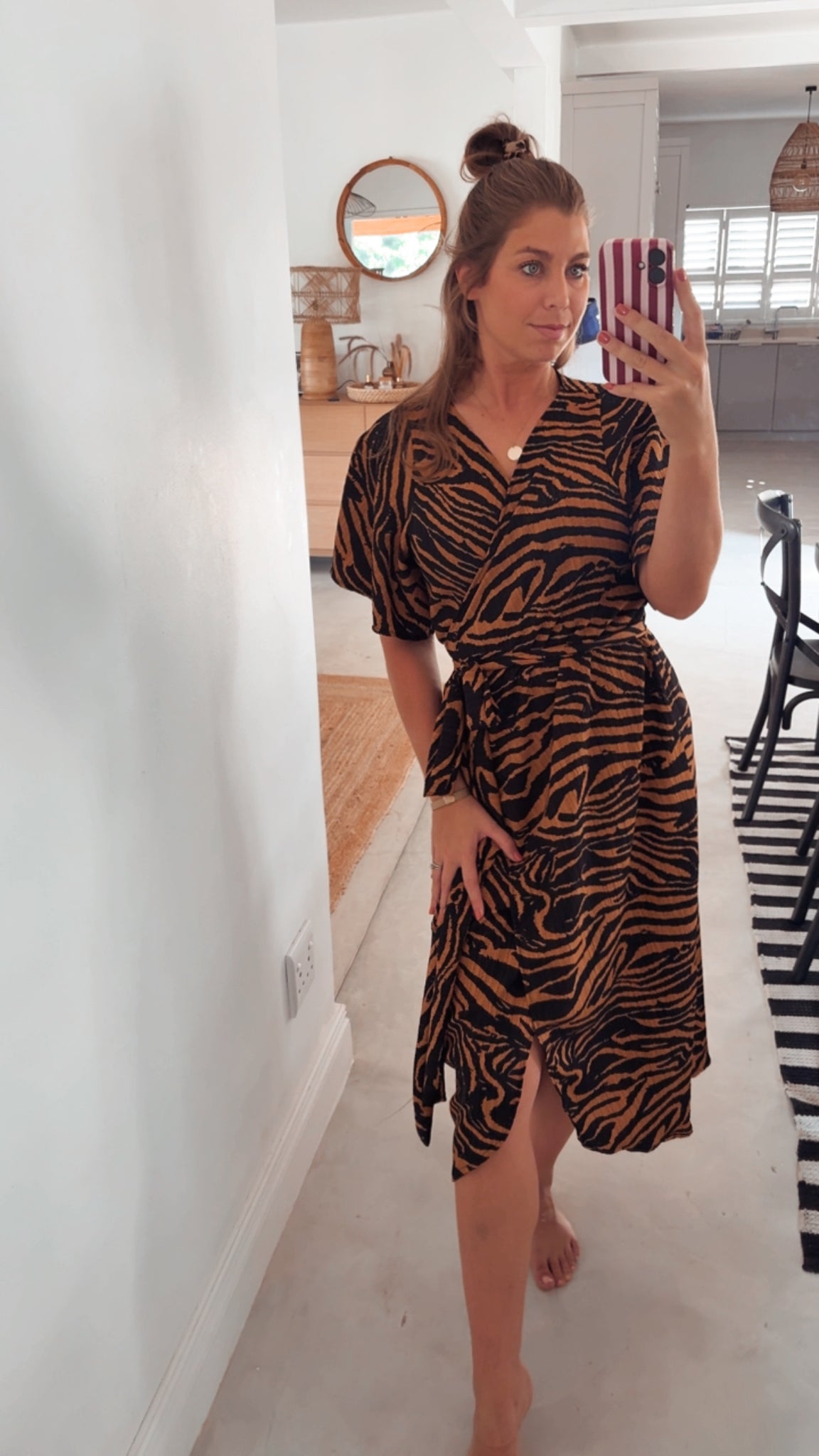 CARAMEL WRAP DRESS