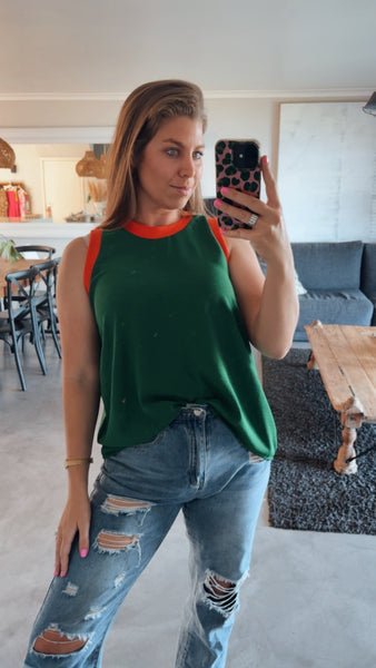GREEN COLOUR BLOCK TOP