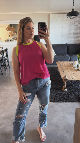 PINK COLOUR BLOCK TOP