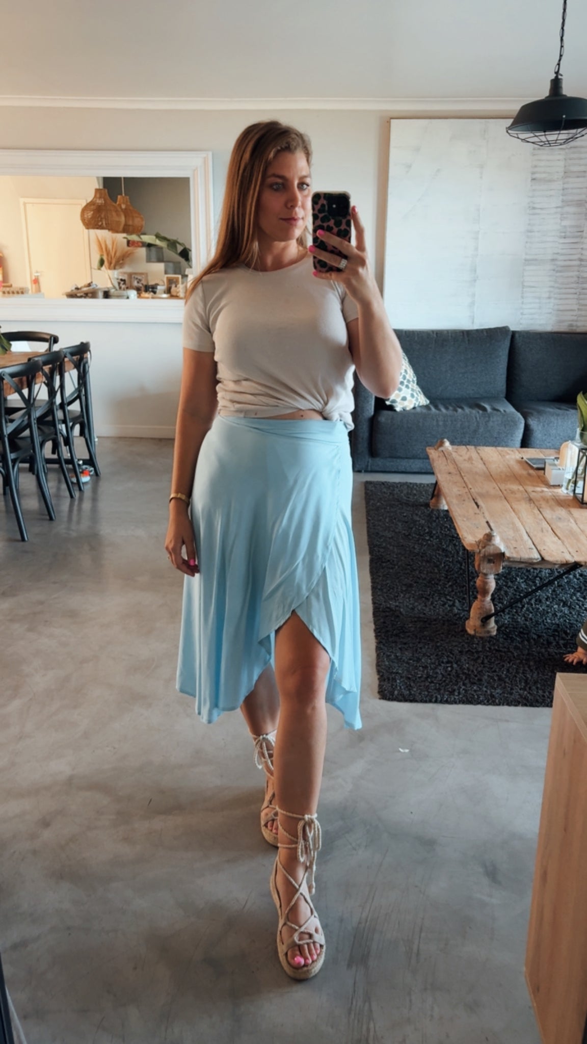 POWDER BLUE WRAP SKIRT