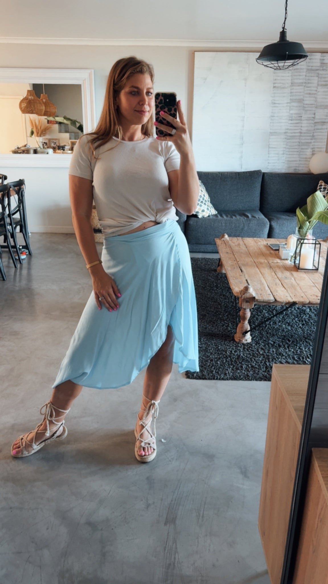 POWDER BLUE WRAP SKIRT