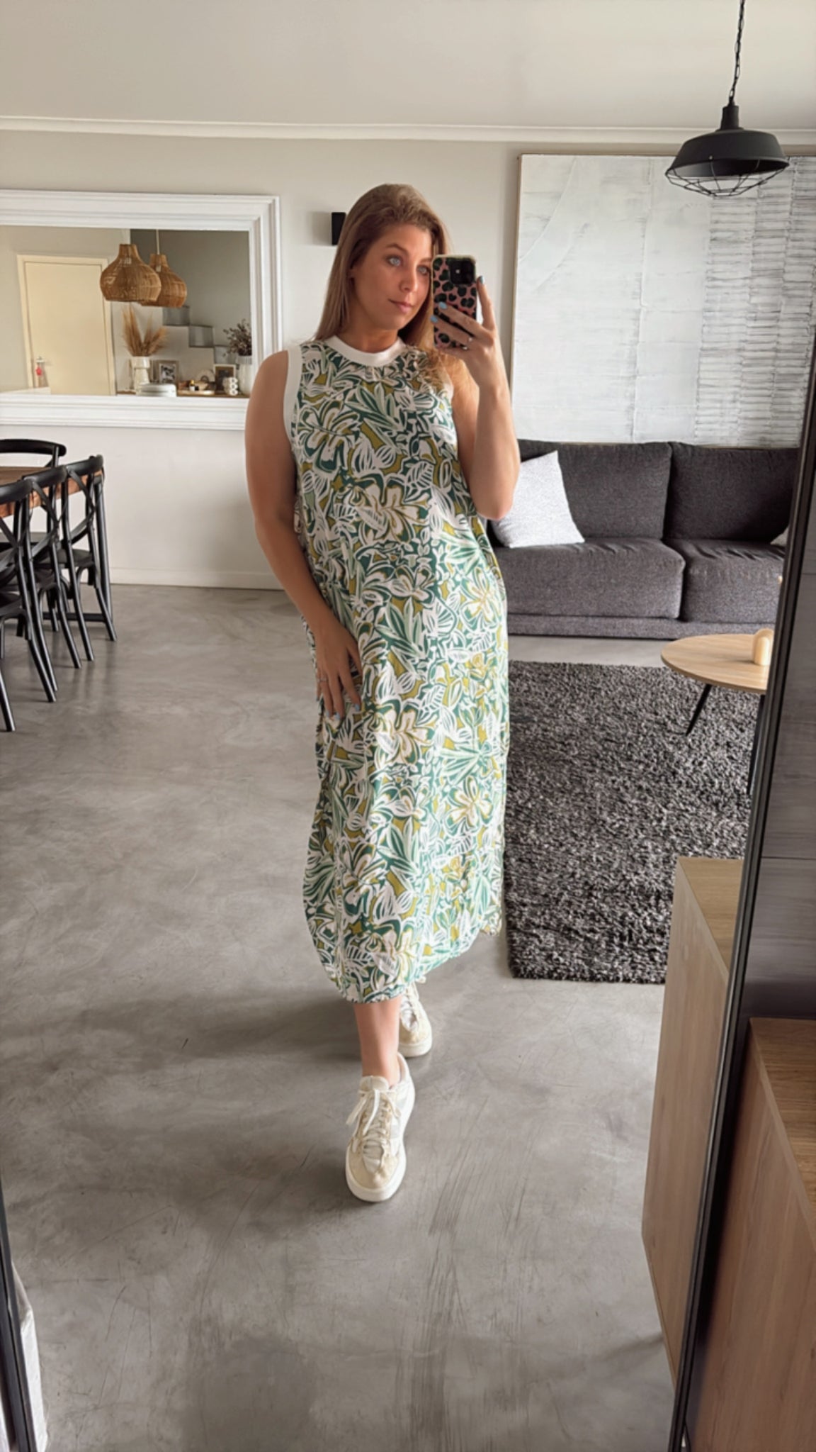 SUNLIT LEAFY COLOURBLOCK DRESS
