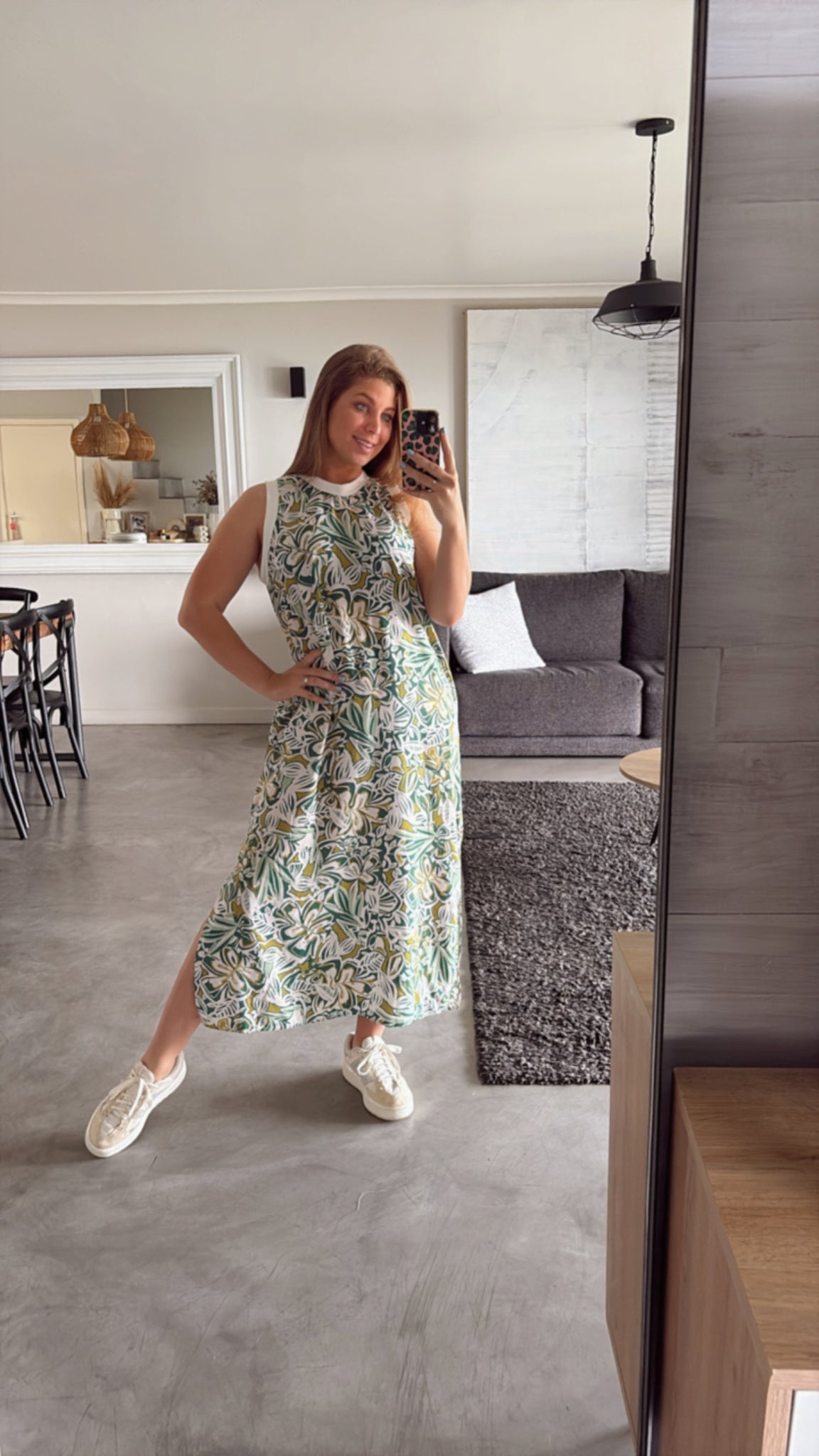 SUNLIT LEAFY COLOURBLOCK DRESS