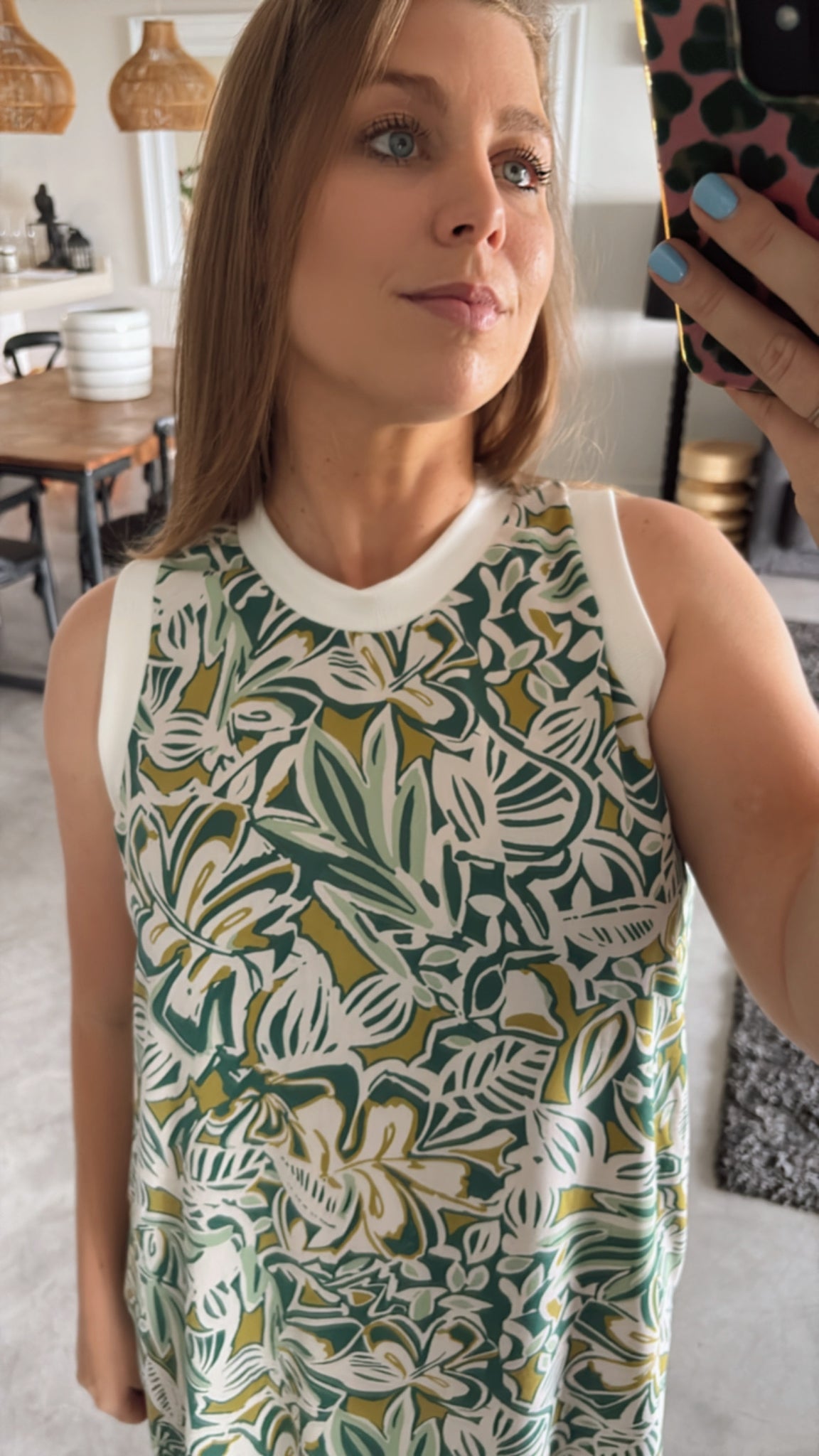 SUNLIT LEAFY COLOURBLOCK DRESS