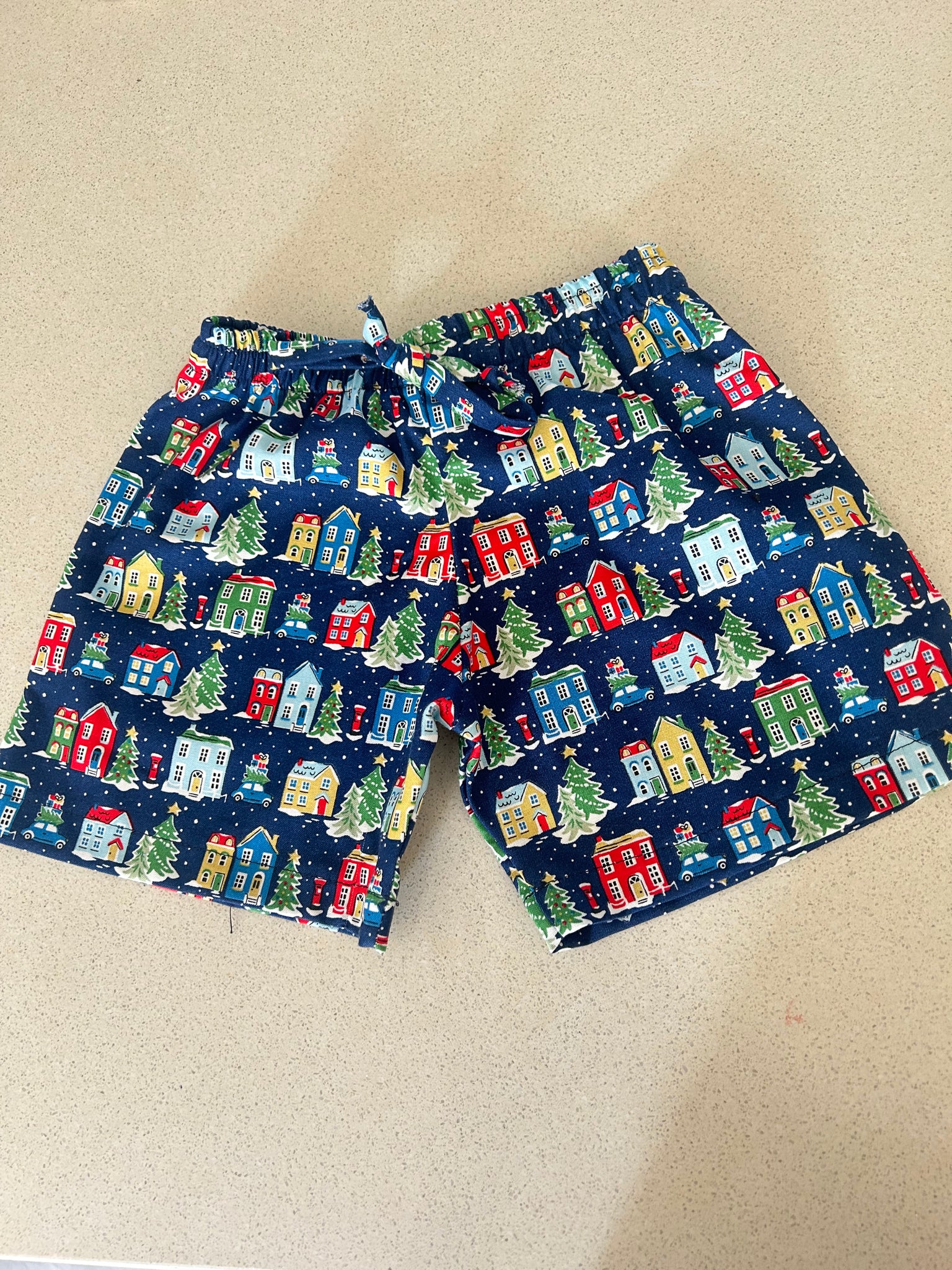 BABY BOY CHRISTMAS SHORTS - NAVY CITY
