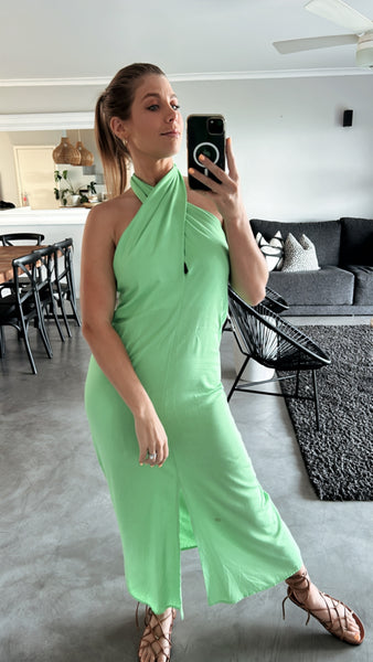 GREEN CROSS COLLAR DRESS